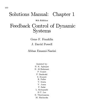 خرید و دانلود نسخه کامل کتاب [Soultion Manual] Feedback Control of Dynamic Systems 8th SI edition Gene Franklin, Abbas Emami Naeini - Pdf