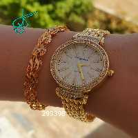 خرید ست ساعت نگیندار و دستبند طلایی زنانه کد 1815008 - ردگل