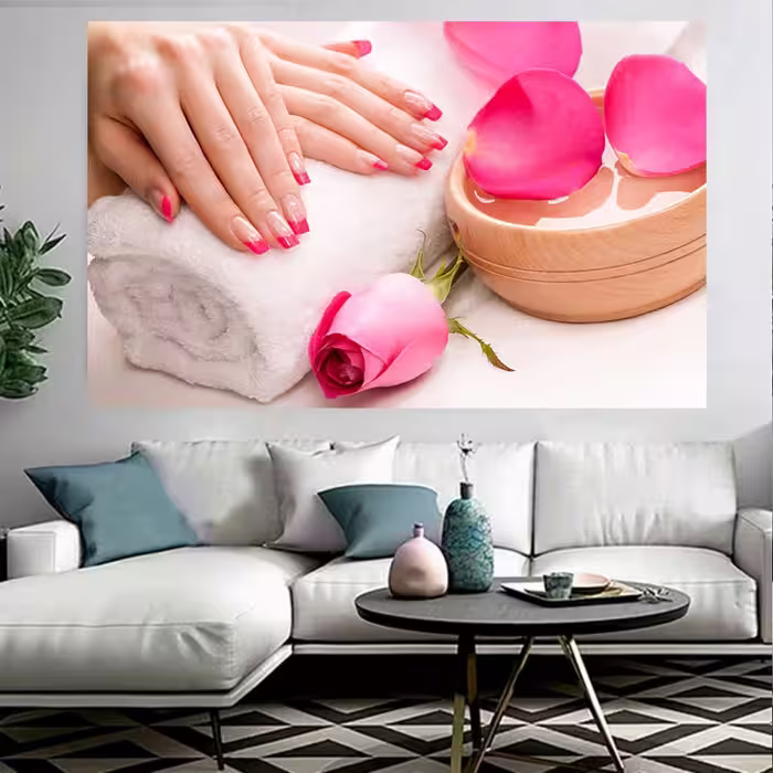 تابلو شاسی مدل شاسی آرایشگاه زنانه طرح کاشت ناخن کد AR31127 | دنیای قاب