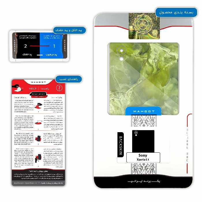 برچسب پوششی ماهوت مدل Green Crystal Marble مناسب برای گوشی موبایل سونی Xperia L1