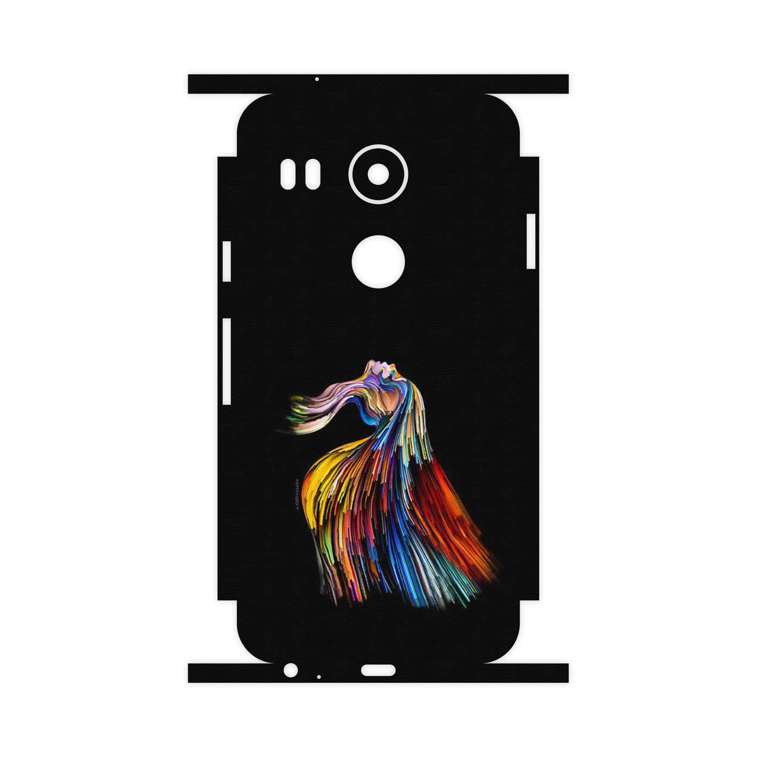 برچسب پوششی ماهوت مدل Rainbow Hair Digital Art-FullSkin مناسب برای گوشی موبایل گوگل Nexus 5X