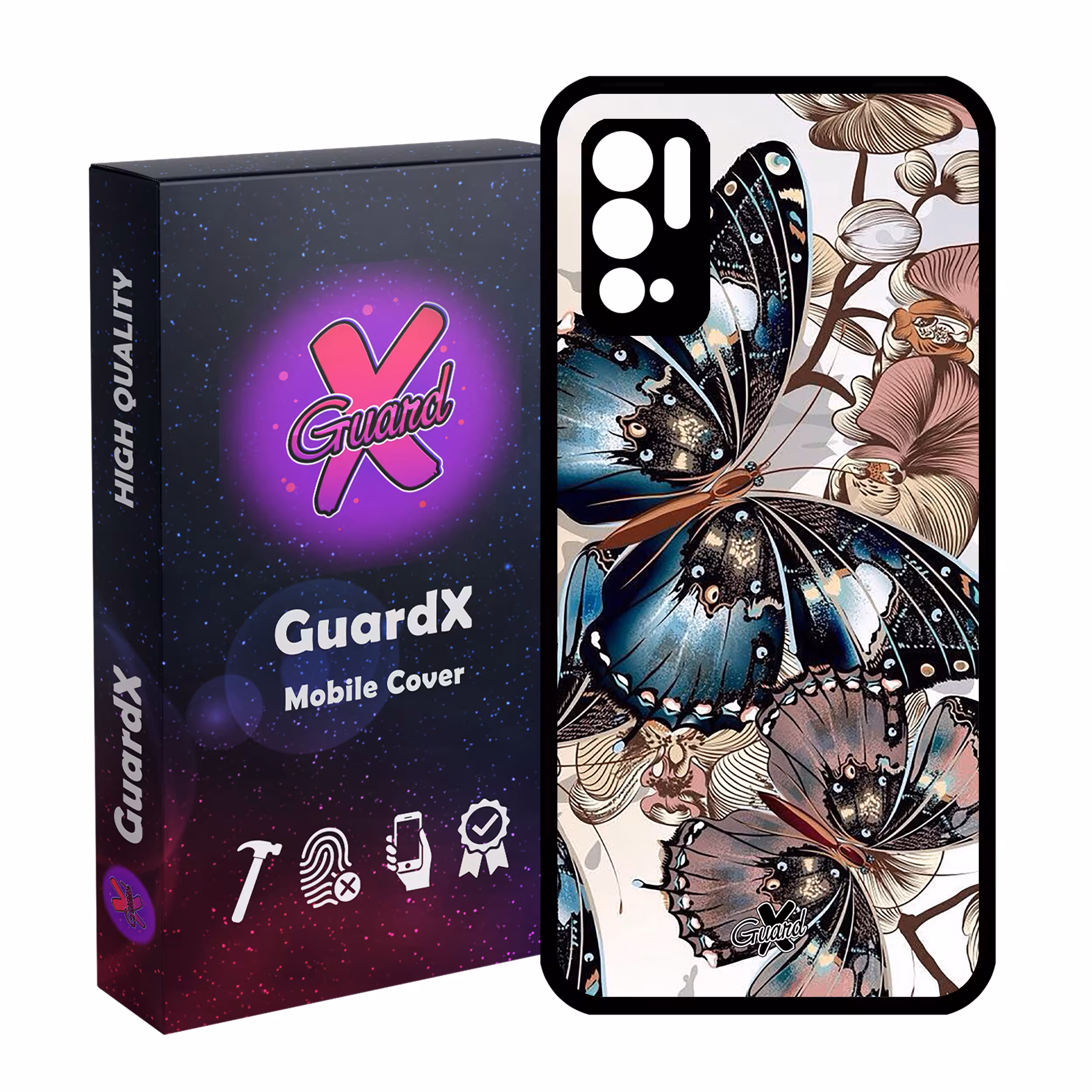 کاور گارد ایکس طرح پروانه مدل Glass10285 مناسب برای گوشی موبایل شیائومی Redmi Note 10 5G / Poco M3 Pro