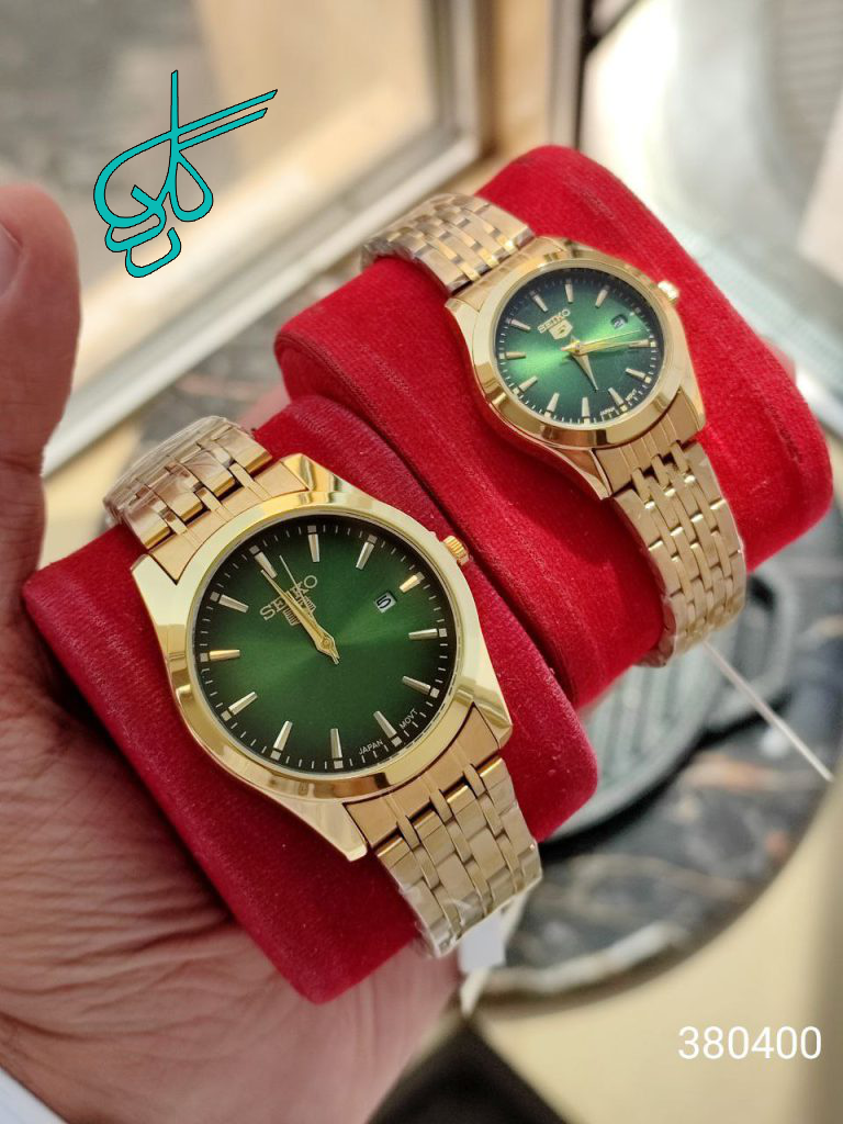 خرید ست زنانه و مردانه فلزی سیکو قفل ضامن دار کیفیت عالی تقویم دار کد 2115088 - ردگل