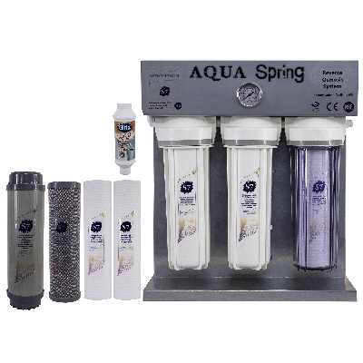 دستگاه تصفیه کننده آب آکوآ اسپرینگ مدل RO-S7-KZ 7700 به همراه فیلتر مجموعه 4 عددی و رسوبگیر گلیتز