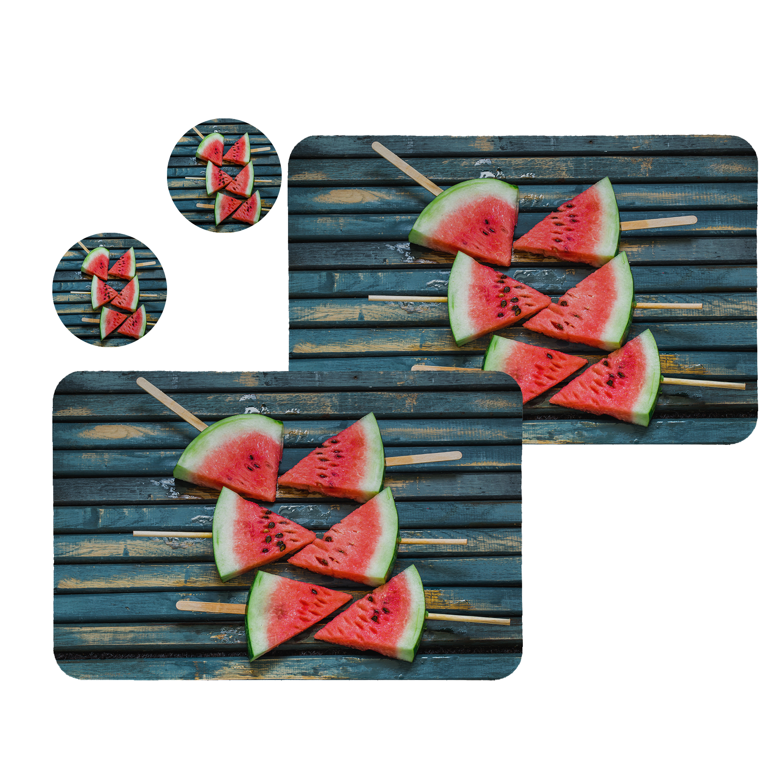 زیربشقابی طرح هندوانه کد 8424 مجموعه 2عددی همراه زیرلیوانی