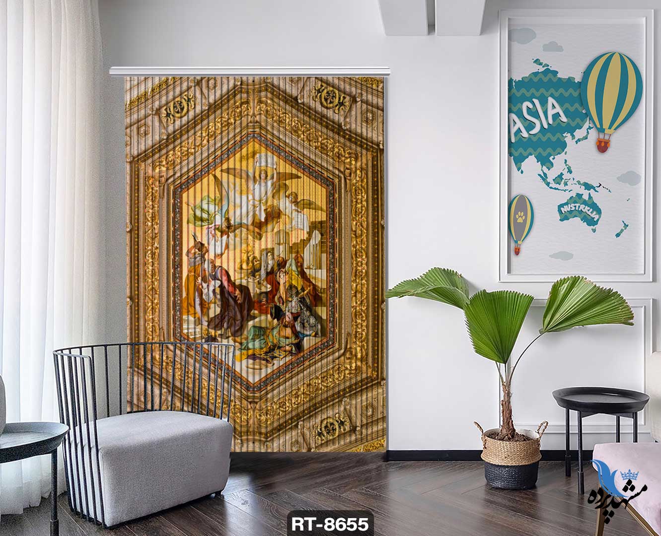 پرده شرشره تصویری طرح کلاسیک RT8655