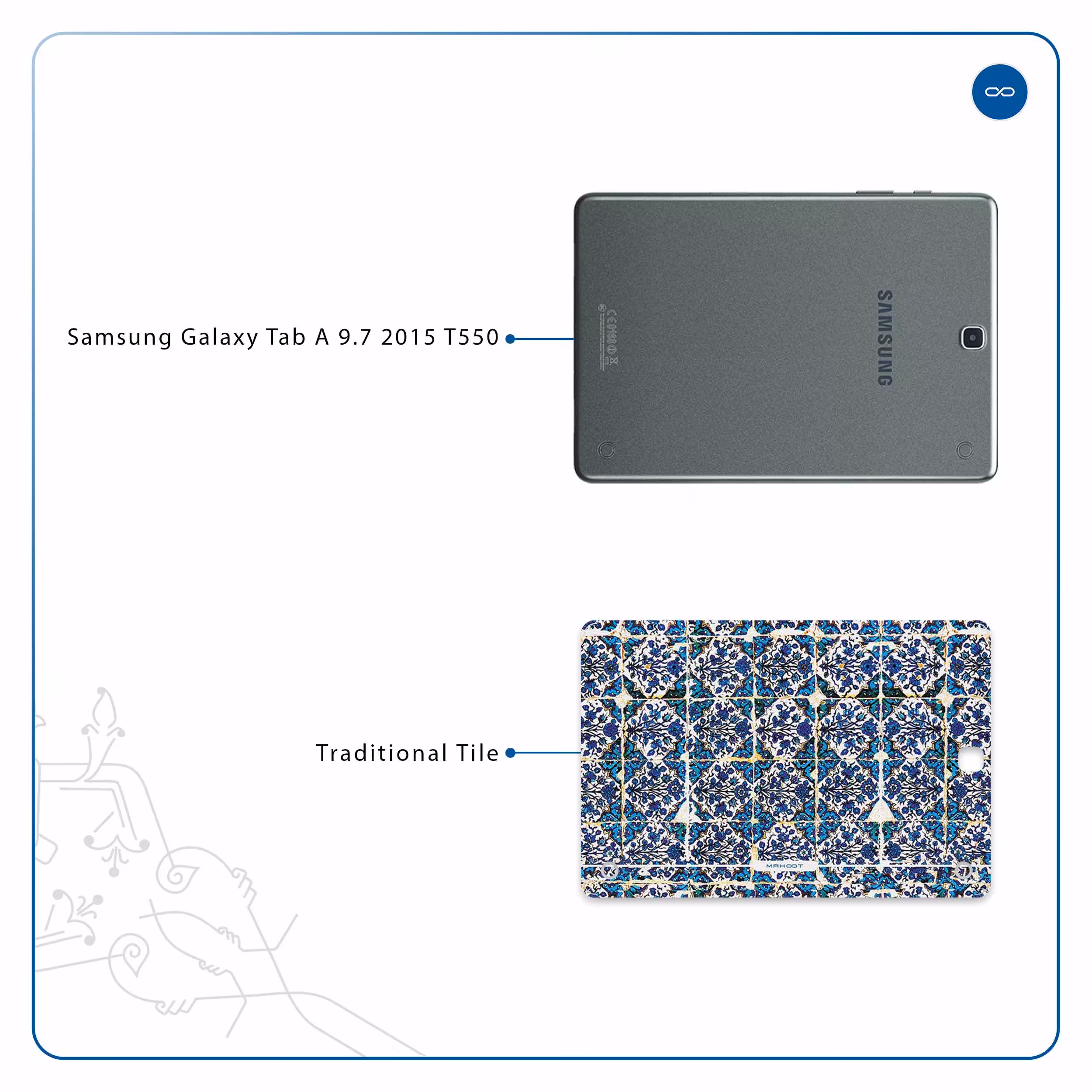 برچسب پوششی ماهوت مدل Iran-Tile1 مناسب برای تبلت سامسونگ Galaxy Tab A 9.7 2015 T550