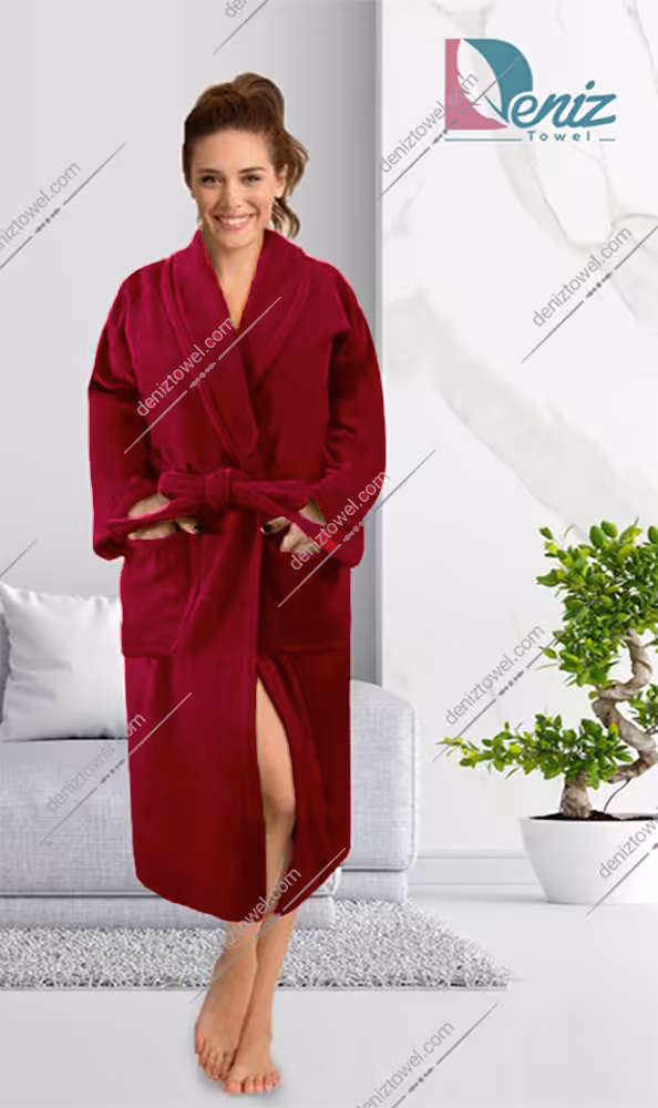 حوله تن پوش با طرح ساده رنگ زرشکی