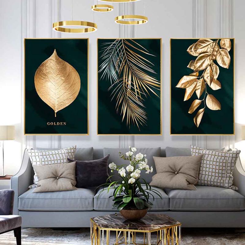 تابلو طرح برگ مدل رزبوم مجموعه 3 عددی