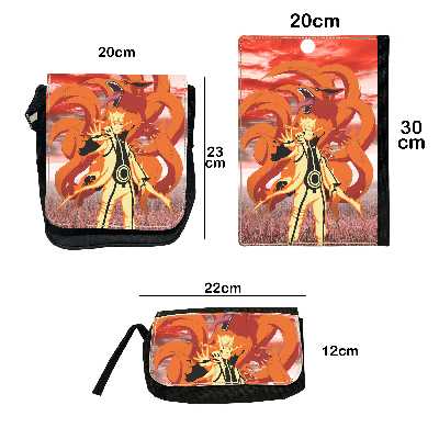 کلاسور مدل Naruto Shippuden به همراه کیف پاسپورتی و جامدادی