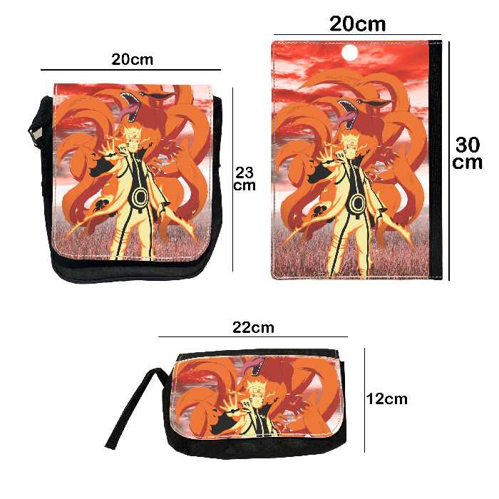 کلاسور مدل Naruto Shippuden به همراه کیف پاسپورتی و جامدادی