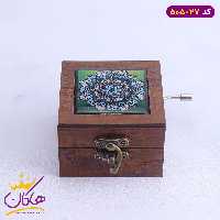 موزیک باکس چوبی طرح گل سفید و آبی | 505/27
