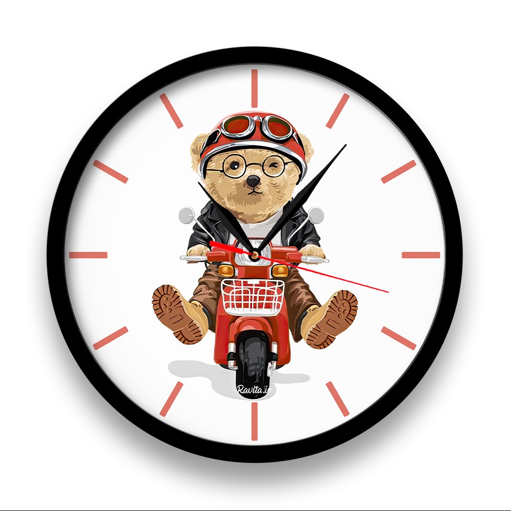 ساعت دیواری راویتا مدل تدی کد 3431  در رنگ های مشکی و سفید 