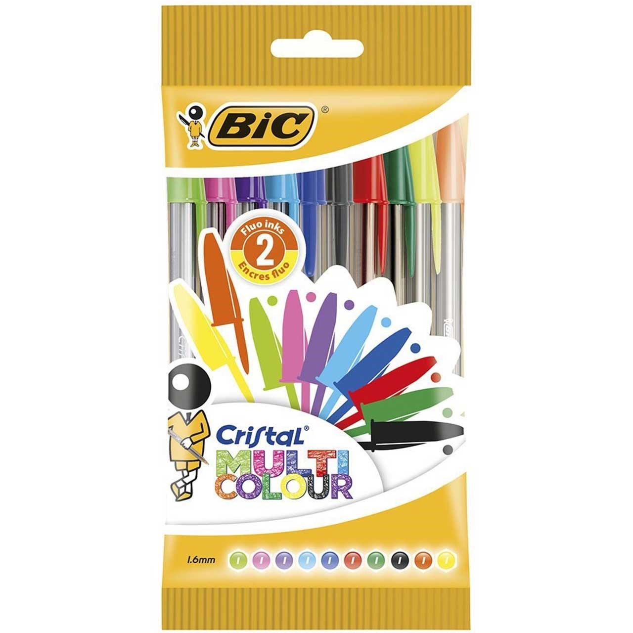 مجموعه خودکار بیک مدل Cristal Multi Colour با قطر 1٫6 میلی متری - بسته 10 عددی | فروشگاه اینترنتی تاتا کالا
