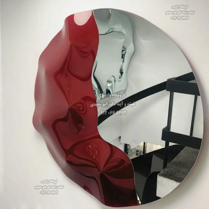 آینه دیواری دست ساز مدل کریستال گرد ( فریم برجسته – سه بعدی )