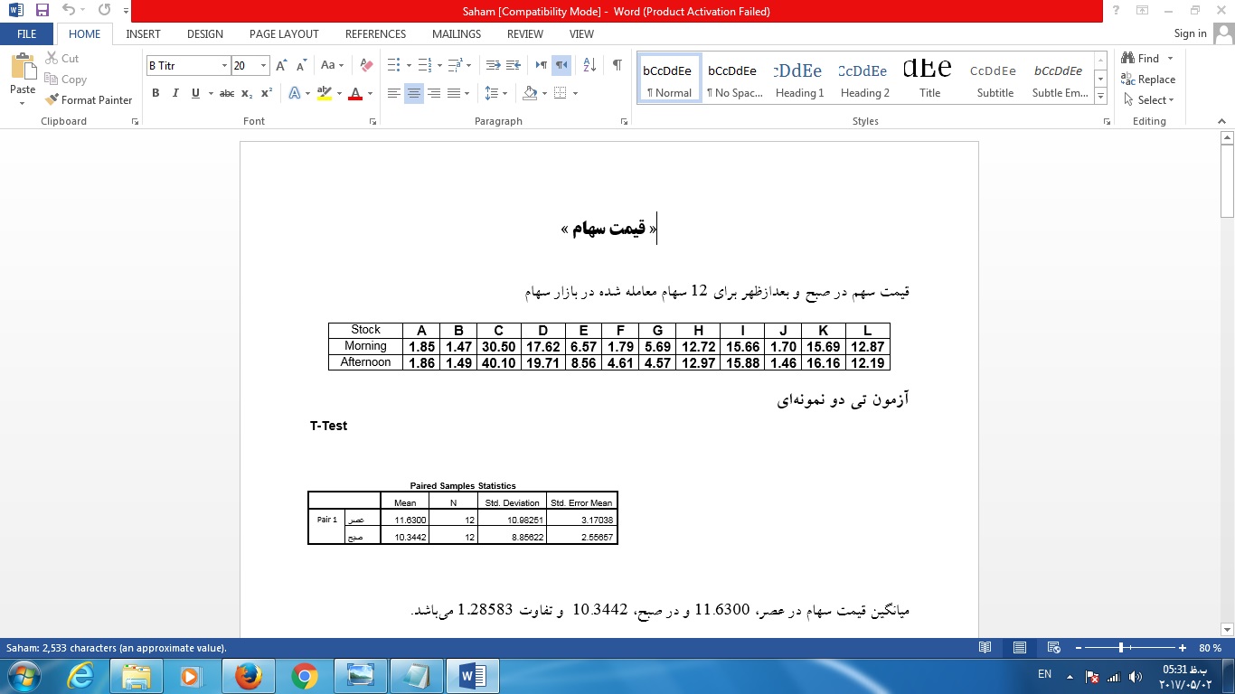 دانلود فایل آمار قیمت سهام SPSS