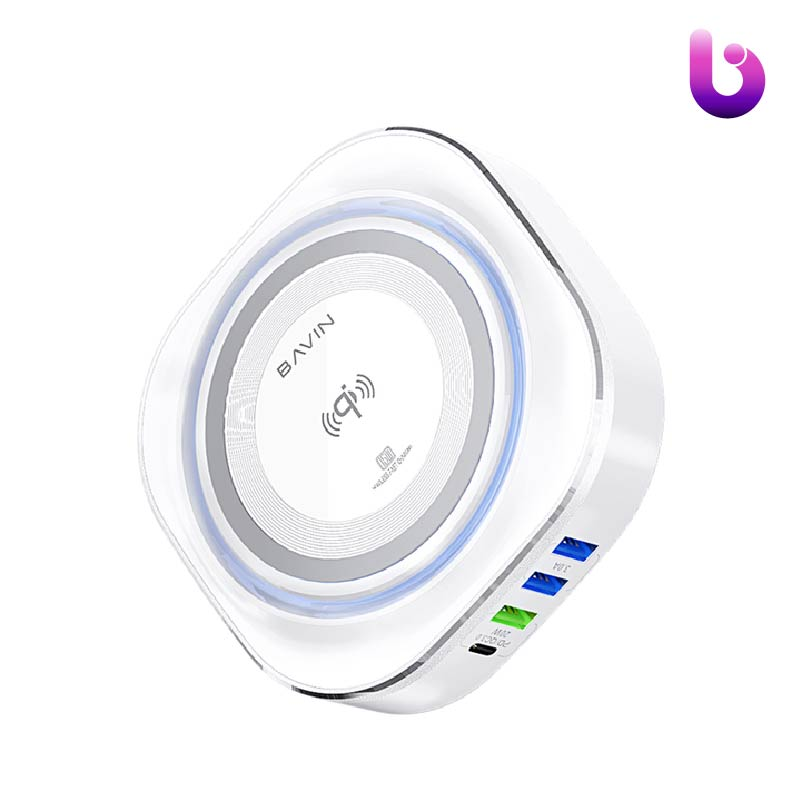هاب شارژر 4 پورت و شارژر وایرلس باوین Bavin PC832 توان 45 وات