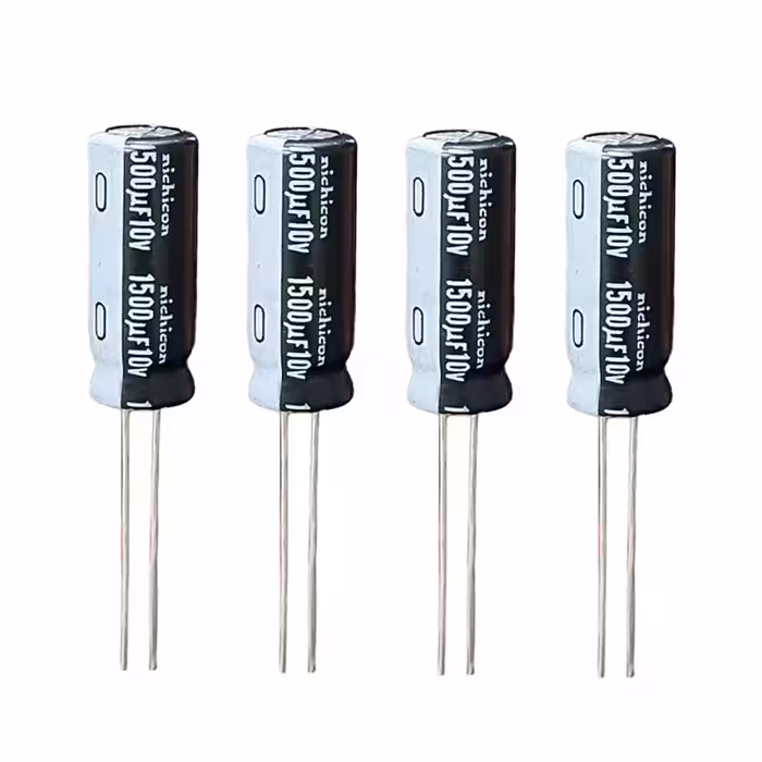 خازن الکترولیت 1500 میکروفاراد 10 ولت نیچیکون مدل TEC-150010 بسته 4 عددی 