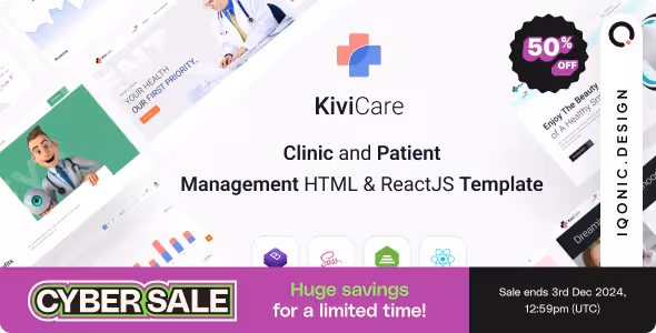 دانلود KiviCare قالب اچ تی ام ال کلینیک و مدیریت بیماران
