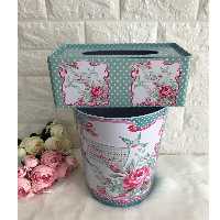 سطل و جا دستمال کاغذی فلزی وارداتی فانتزی