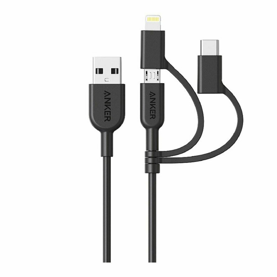 کابل تبدیل USB به Lightning/Type-C/Micro USB انکر A8436H11 PowerLine II