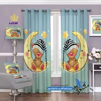پرده پانچ کودکانه طرح ماه مهربون کد s-6240