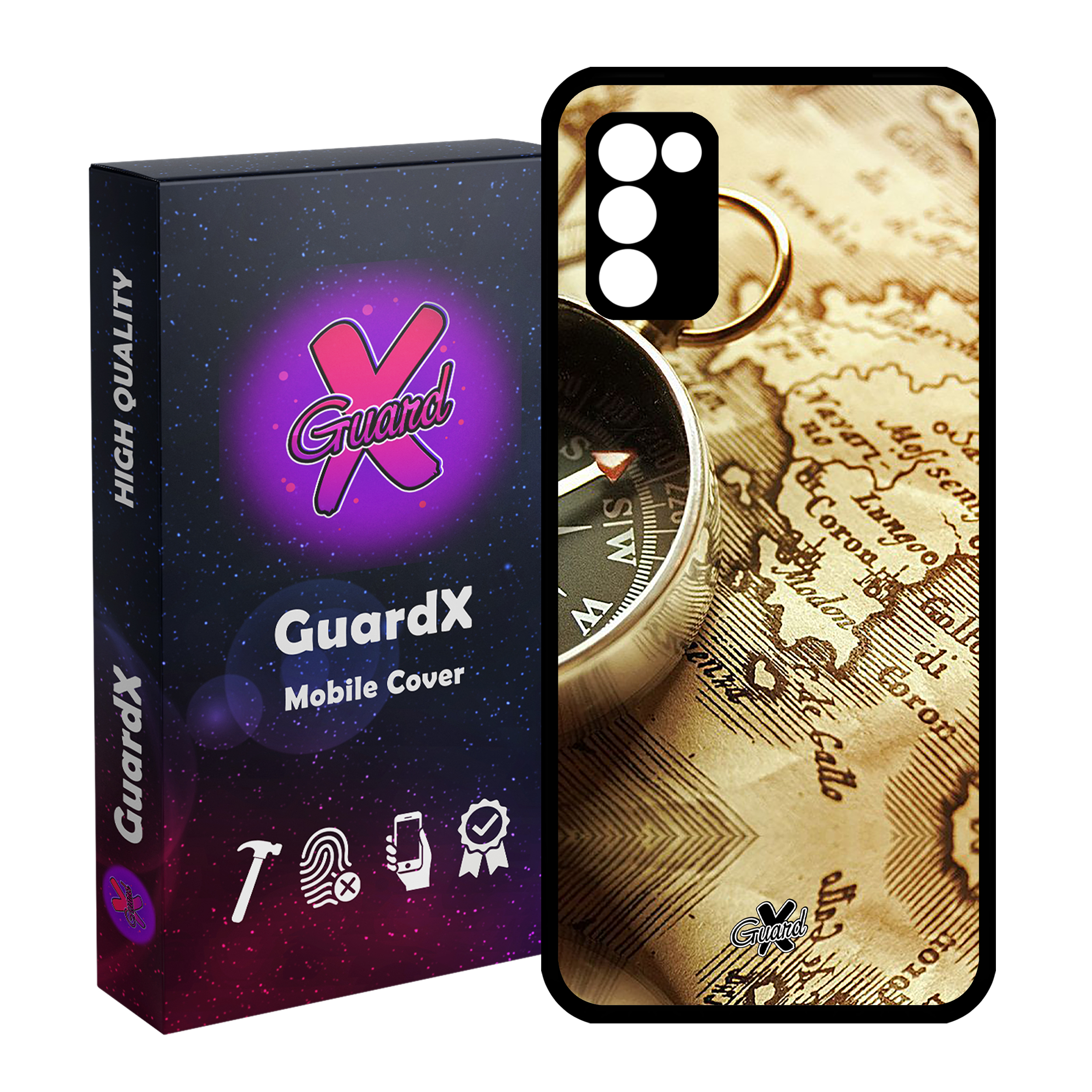 کاور گارد ایکس طرح نقشه مدل Glass10287 مناسب برای گوشی موبایل سامسونگ Galaxy A03s