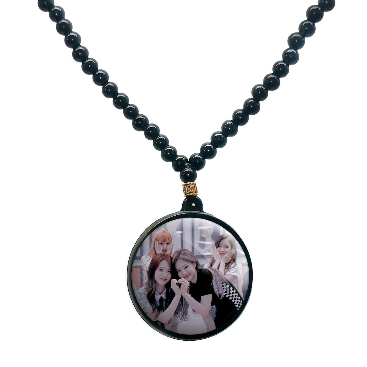 گردنبند پرمانه طرح بلک پینک کد pmd.18173 مدل دو طرفه