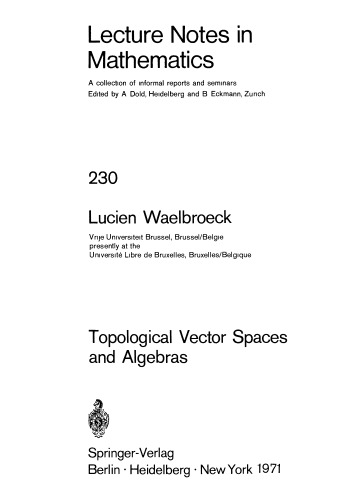 خرید و دانلود نسخه کامل کتاب Topological Vector Spaces and Algebras