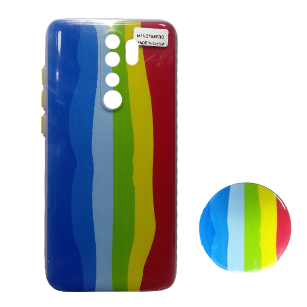 کاور مدل رنگین کمانی کد 231 مناسب برای گوشی موبایل شیائومی REDMI NOTE 8PRO به همراه پاپ سوکت