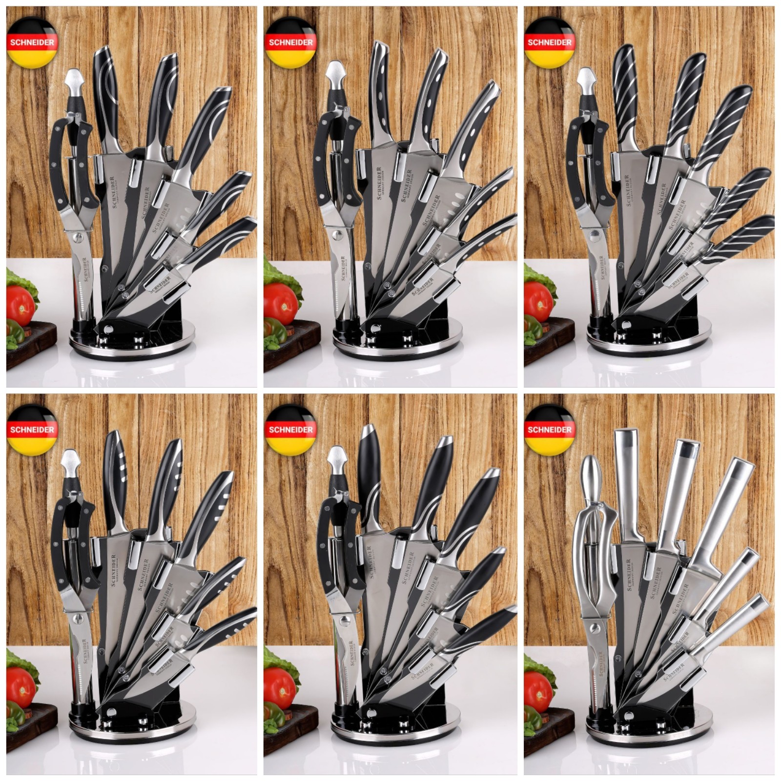 سرویس کارد و ساطور  8 پارچه اشنایدر SCHNEIDER کد 3272 در 6 طرح زیبا