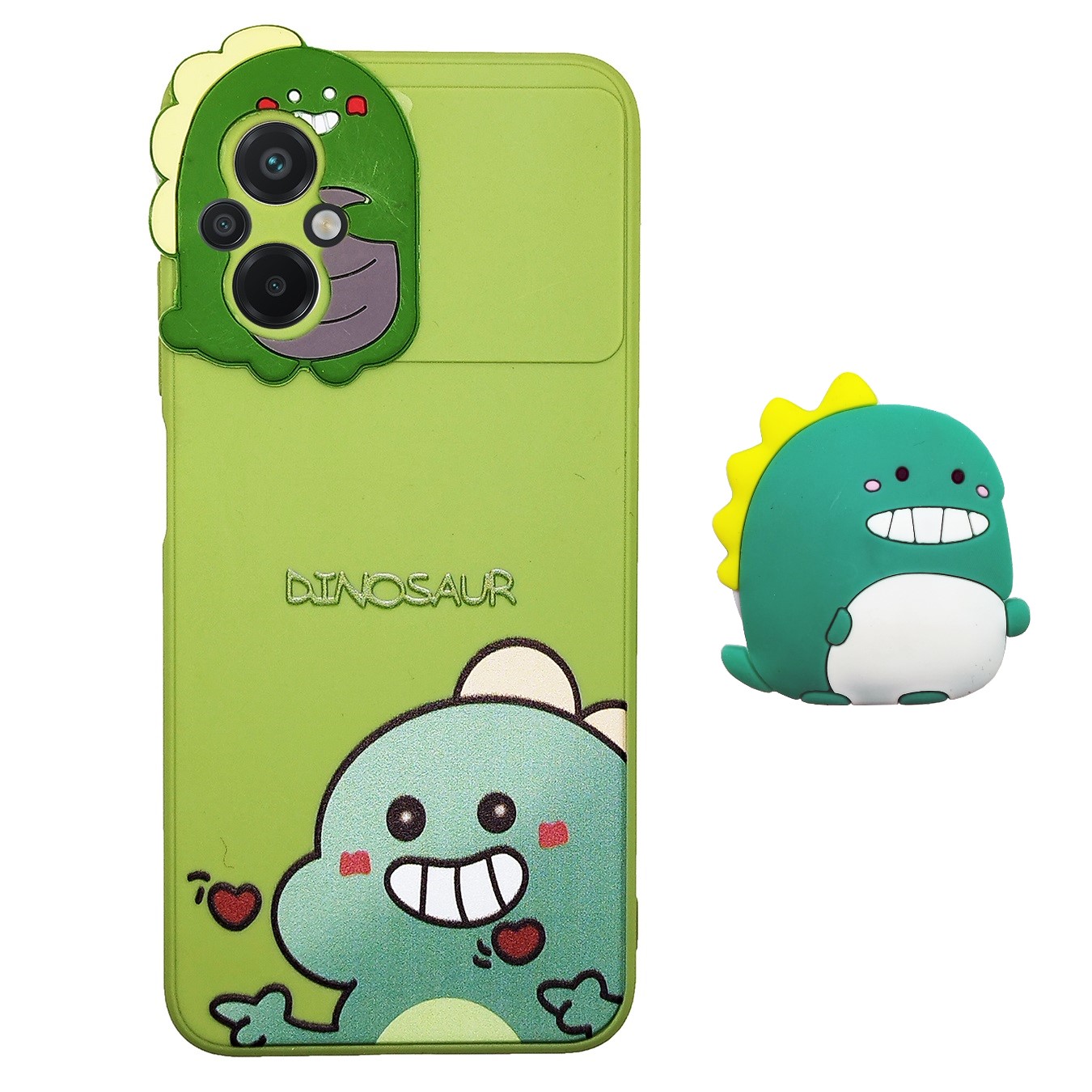 کاور طرح عروسکی مدل Dino مناسب برای گوشی موبایل شیائومی Poco M5 4G / Poco M4 5G به همراه پاپ سوکت