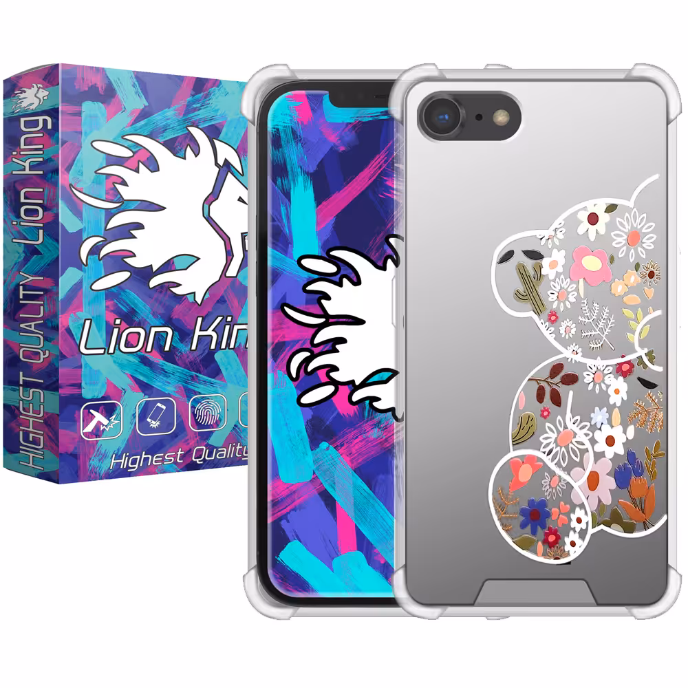 کاور لاین کینگ مدل آینه ایی نشکن طرح خرس مناسب برای گوشی موبایل اپل iPhone 7 8