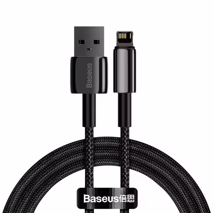 کابل شارژ USB به لایتنینگ بیسوس مدل Tungsten CALWJ-01 طول 1 متر توان 2.4 آمپر