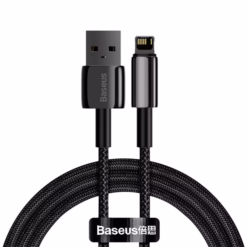 کابل شارژ USB به لایتنینگ بیسوس مدل Tungsten CALWJ-01 طول 1 متر توان 2.4 آمپر