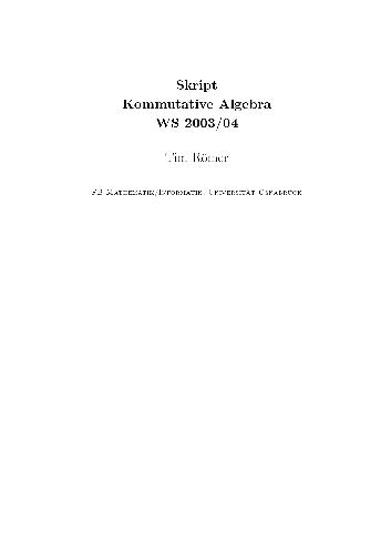 خرید و دانلود نسخه کامل کتاب Kommutative Algebra 002