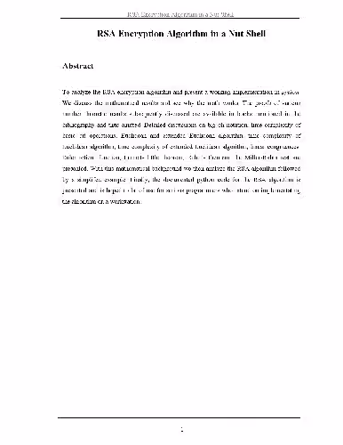 خرید و دانلود نسخه کامل کتاب RSA Encryption Algorithm in a Nut Shell