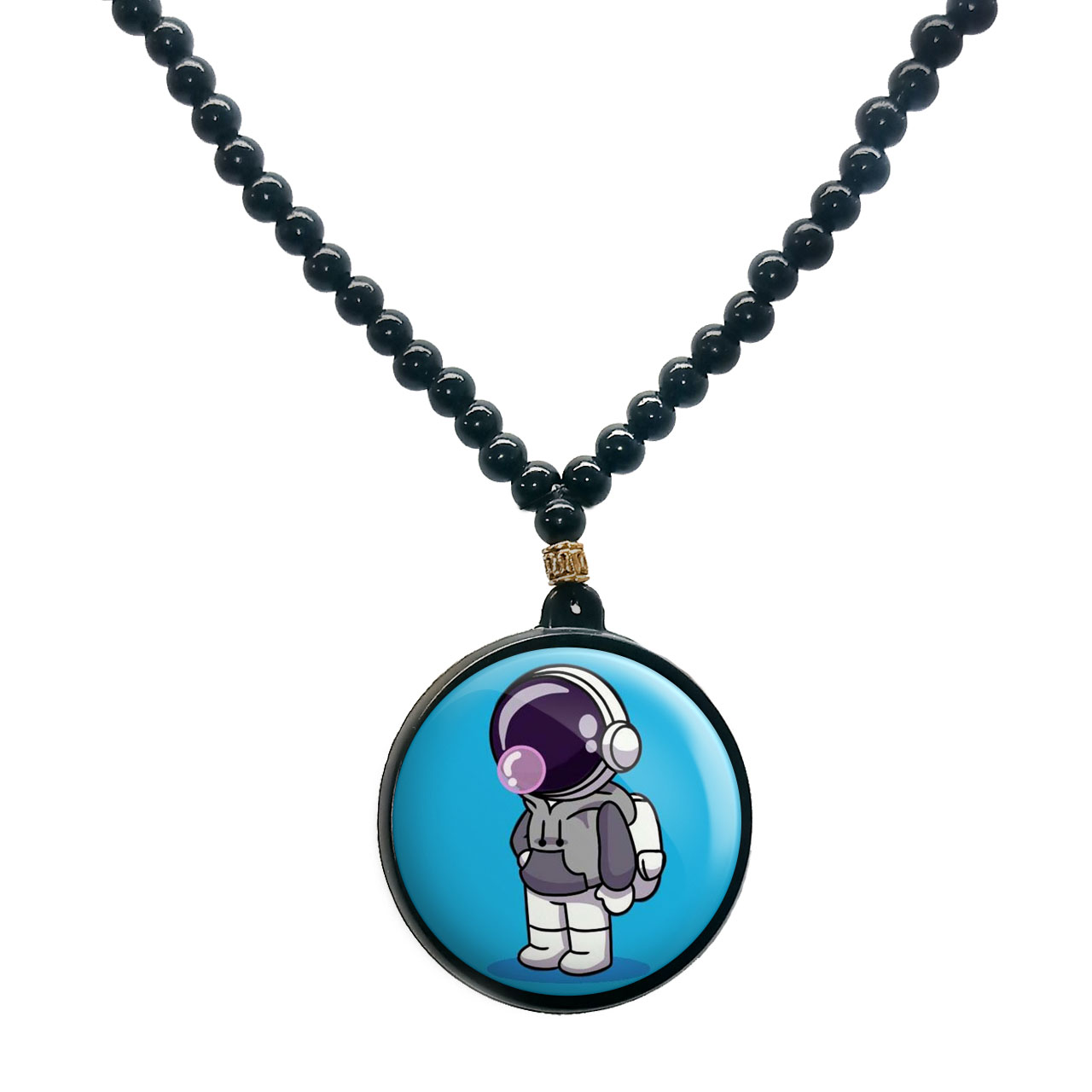 گردنبند پرمانه طرح فضانورد کد pmd.10370 مدل دو طرفه