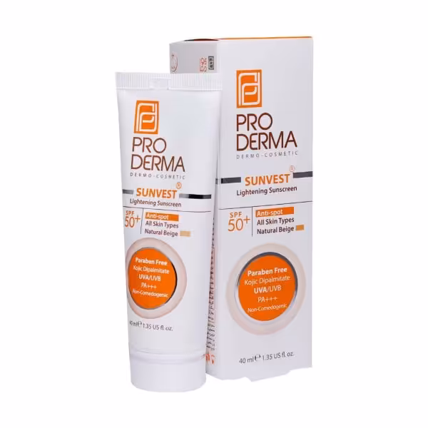 پرودرما کرم ضدافتاب وروشن کننده لک بی رنگ SPF50