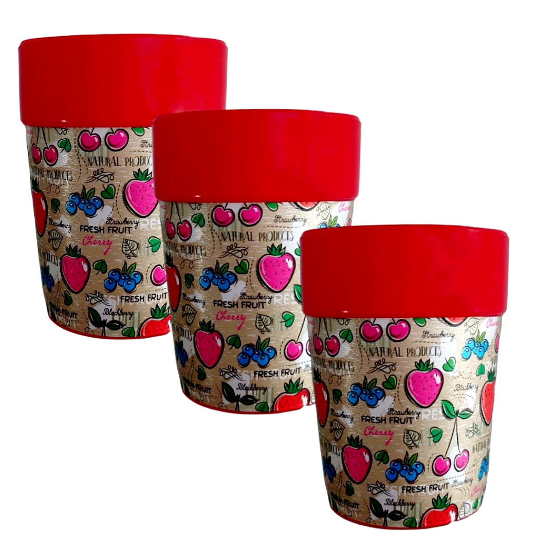 لیوان مدل میوه بسته 3 عددی