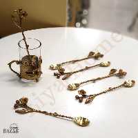 قاشق شربت خوری گل برنجی بلند کد 3156