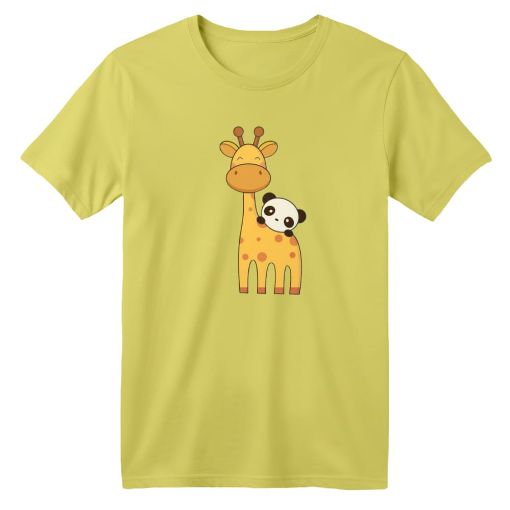 تی شرت آستین کوتاه بچگانه مدل زرافه کد 23 رنگ زرد لیمویی