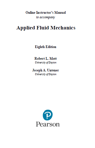 خرید و دانلود نسخه کامل کتاب Solution Manual Applied Fluid Mechanics (8th edition) - Pdf