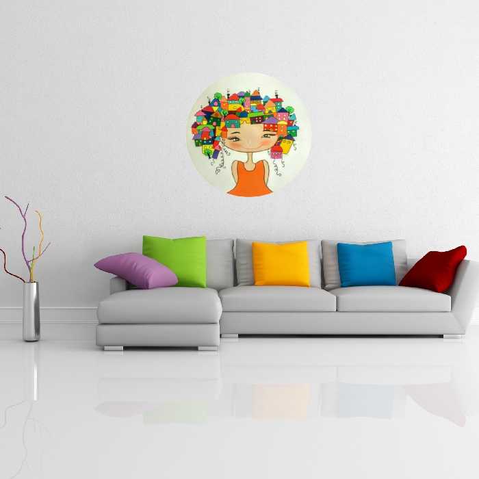 بشقاب دیوارکوب سفالی طرح دختر خانه به دوش