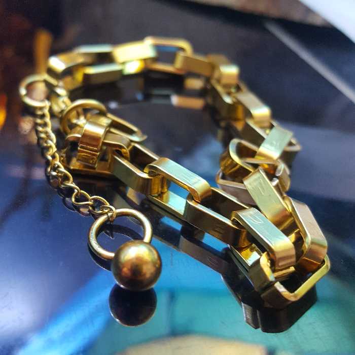 گردنبند باکسی گوی استیل ضد حساسیت روکش طلا رنگ ثابت کد 630