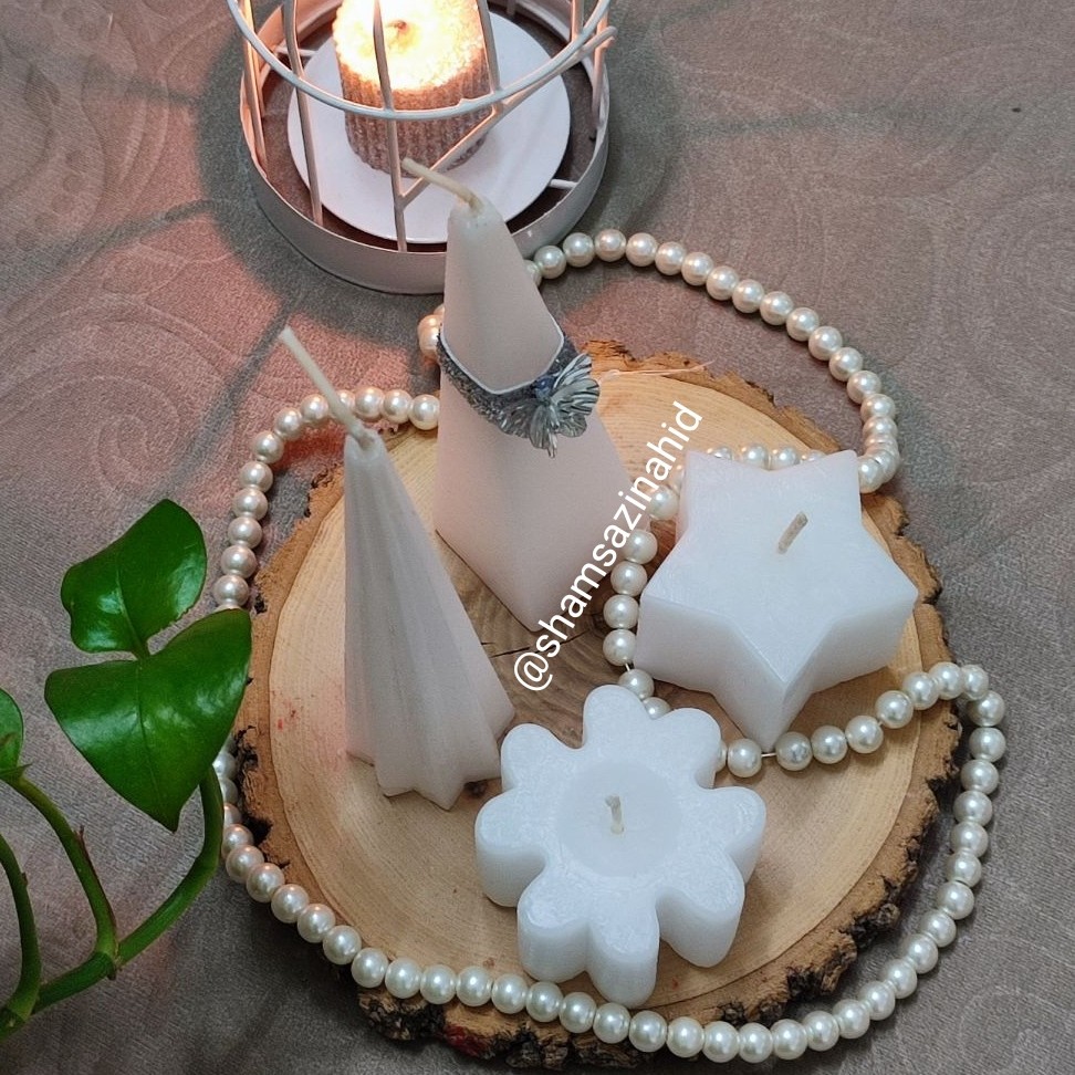 شمع های دستساز زیبا بااشکال مختلف 4 عددی 