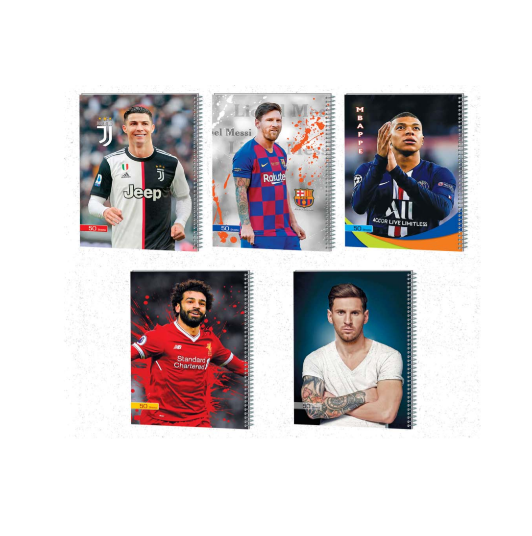 دفتر 50 برگ عرش مدل فوتبالی جلد پرسی کد 52