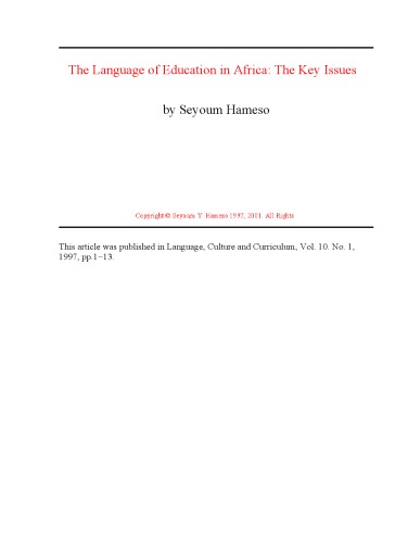 خرید و دانلود نسخه کامل کتاب The Language of Education in Africa: the Key Issues