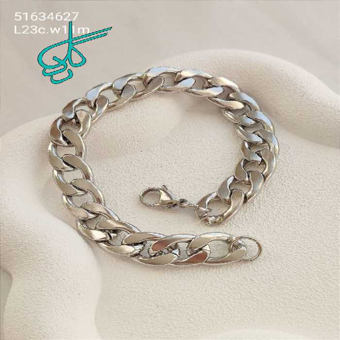 خرید دستبند استیل کارتیر نقره ای رنگ ثابت با کیفیت ضد حساسیت کد 1215723 - ردگل