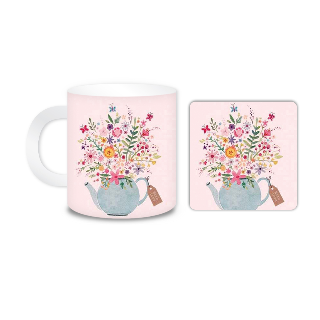 ماگ مدل گل کد 1006 به همراه زیر لیوانی